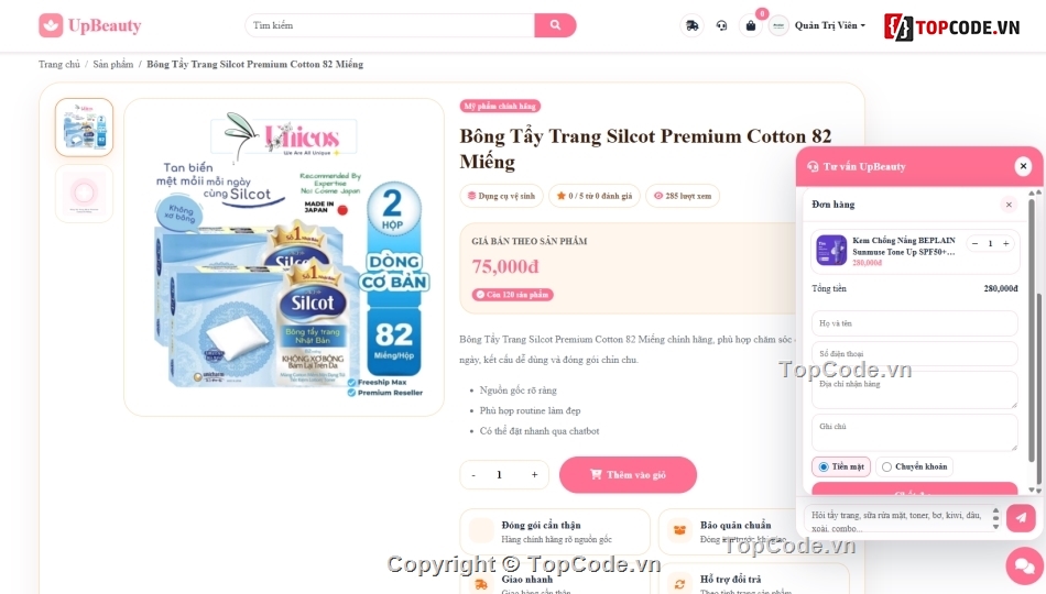 mỹ phẩm,bán mỹ phẩm,Website bán hàng bằng PHP